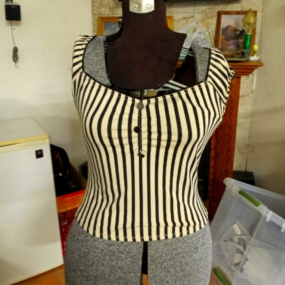 Mid drift striped blouse